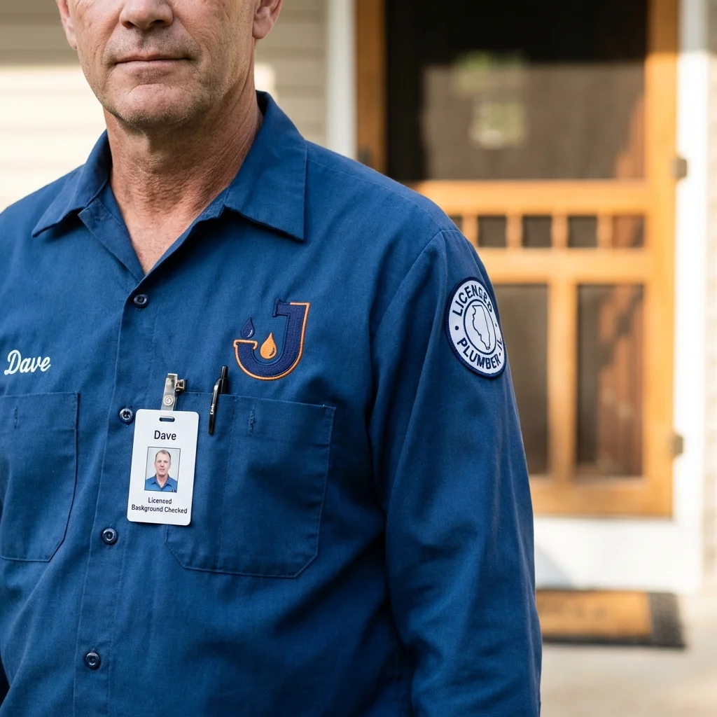 Licensed plumber showing ID badge in Cut Off, LA
