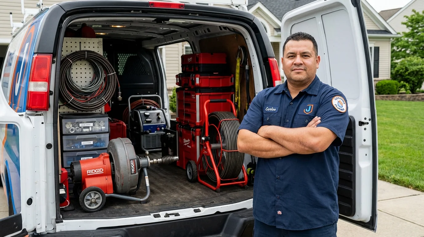 Professional drain cleaning equipment and Johns Plumbing LLC plumber in Cut Off
