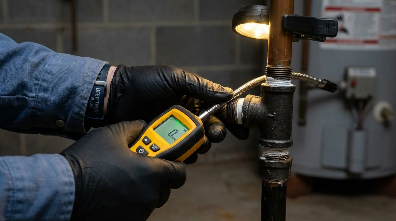 Gas leak detection with electronic sniffer by Johns Plumbing LLC in Cut Off