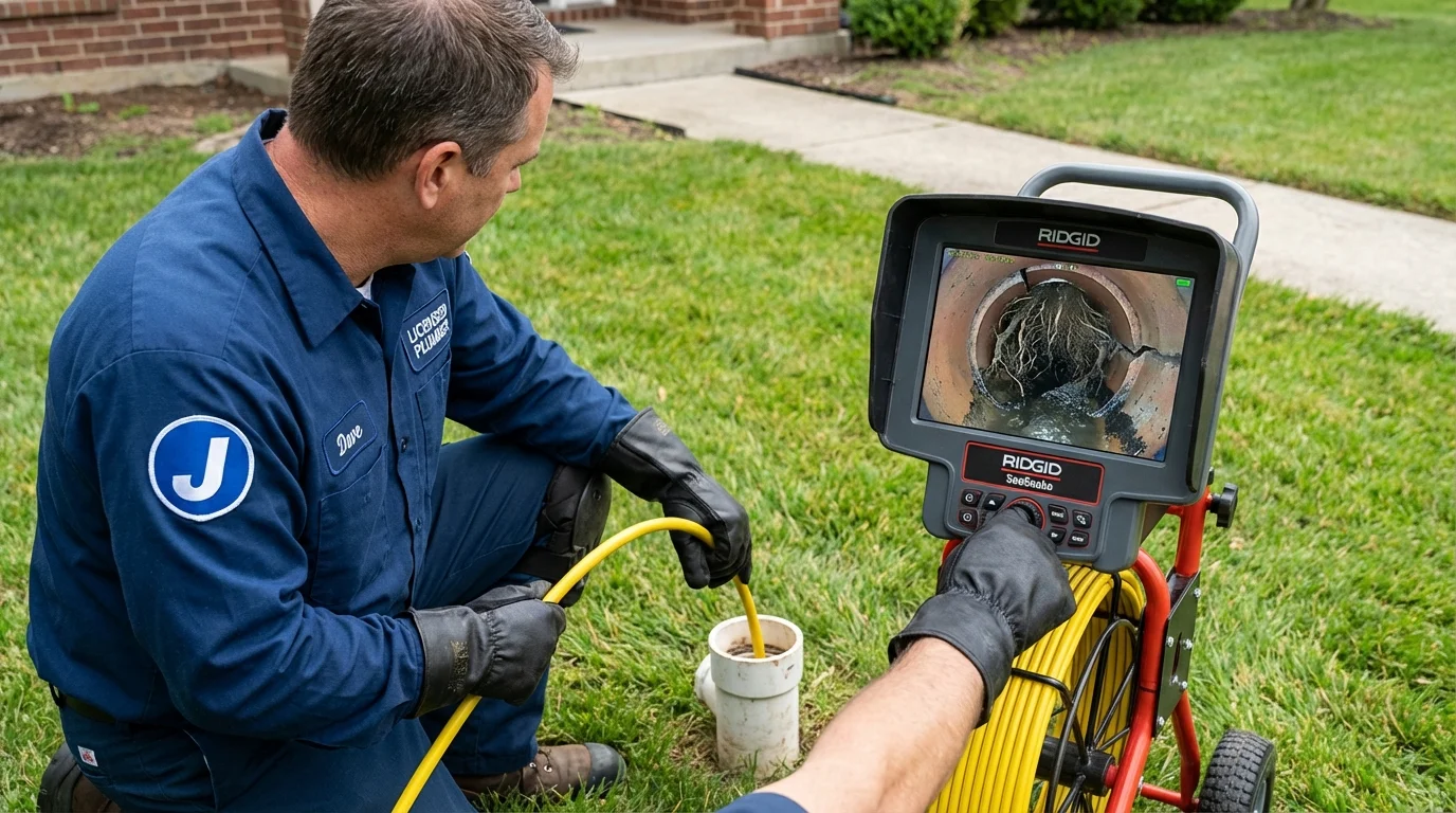 Sewer camera inspection being performed by Johns Plumbing LLC in Cut Off